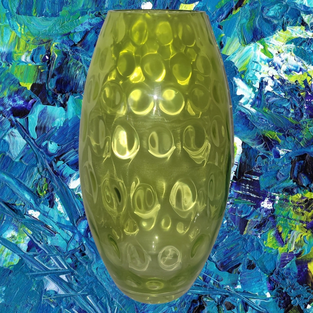 Home Essentials and Beyond Thumbprint Inverted Green Vase